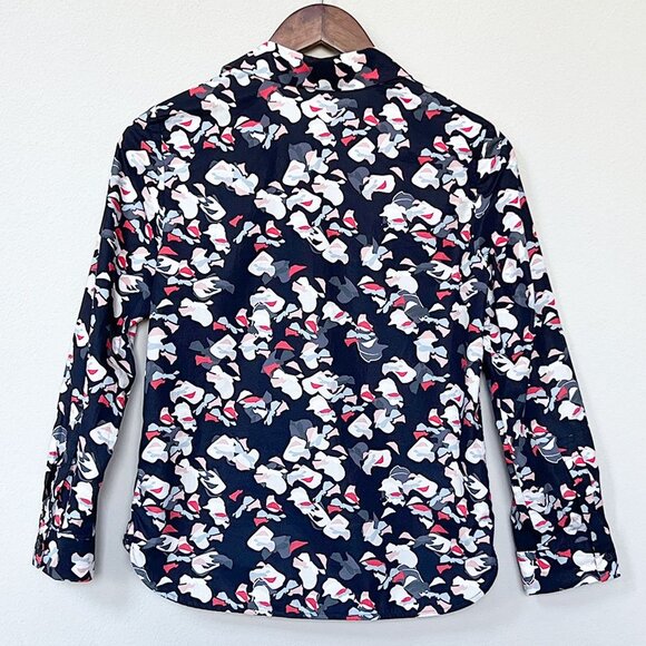 COS 100% Cotton Button Up Down Shirt Top Blouse Abstract Floral Navy Blue 2 $120 - Picture 4 of 13